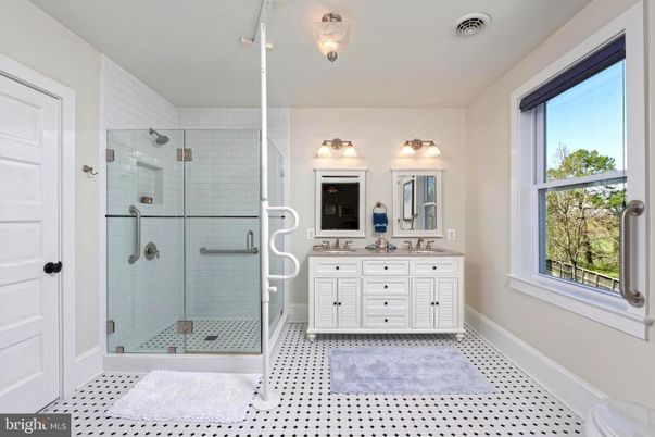 Bathroom, Dual Sink Vanities, Glass Shower, Interior