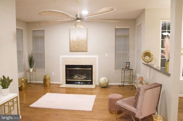 Fireplace, Interior, Recessed Lighting, Wood Texture Flooring