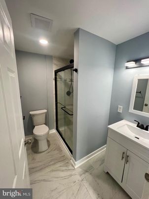 Bathroom, Glass Shower, Interior, Marble, Recessed Lighting