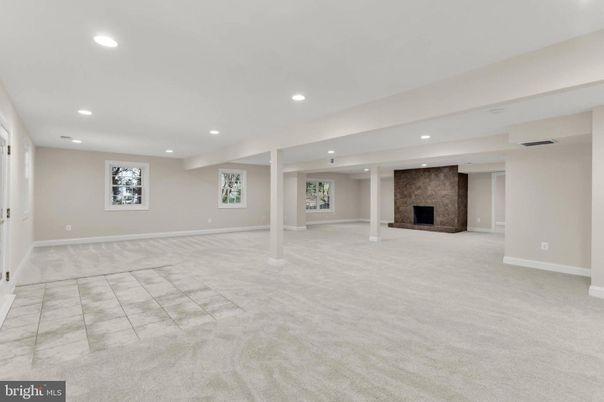 Empty room, Fireplace, Interior, Recessed Lighting