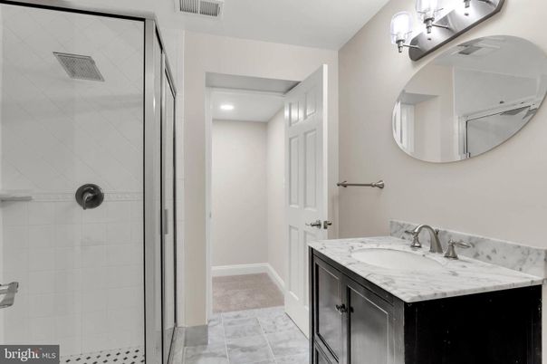 Bathroom, Glass Shower, Interior, Recessed Lighting