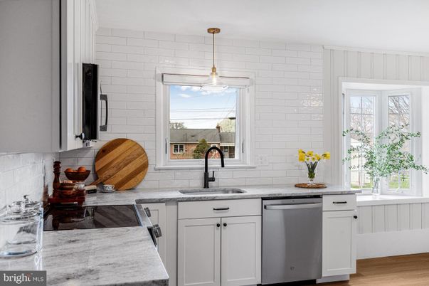 Interior, Kitchen, Pendant Lights, Stone Walls, Wood Texture Flooring
