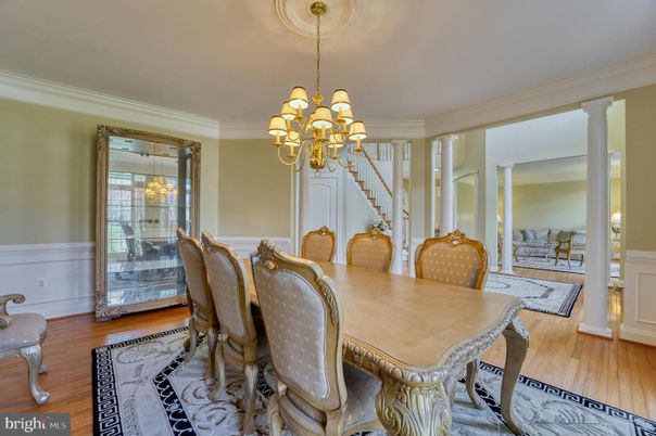 Chandelier, Dining room, Interior, Wood Texture Flooring