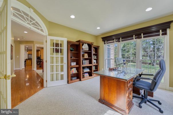 Home Office, Interior, Recessed Lighting, Wood Texture Flooring