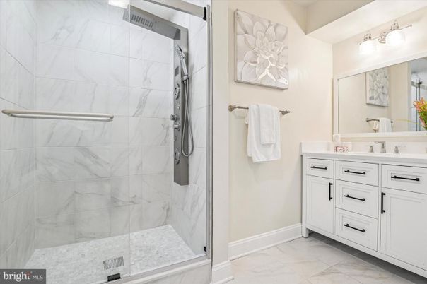 Bathroom, Glass Shower, Interior, Marble Walls