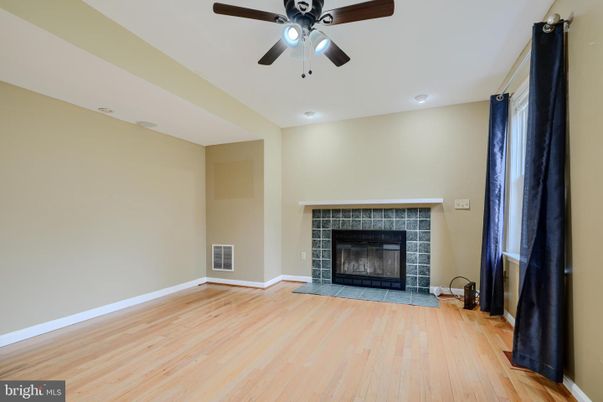 Empty room, Fireplace, Interior, Recessed Lighting, Wood Texture Flooring