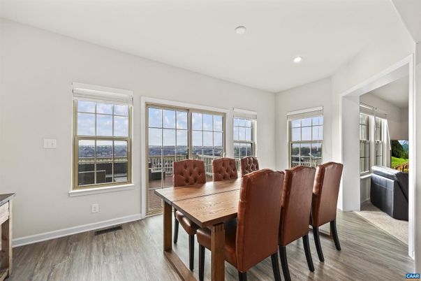 Dining room, Interior, Recessed Lighting, Wood Texture Flooring