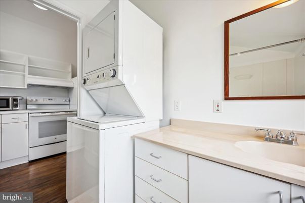 Interior, Kitchen, Washer, Wood Texture Flooring