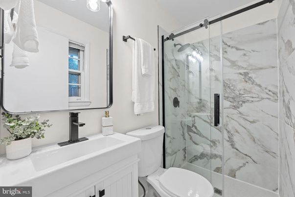Bathroom, Glass Shower, Interior, Marble Walls