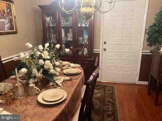 Chandelier, Dining room, Interior, Wood Texture Flooring