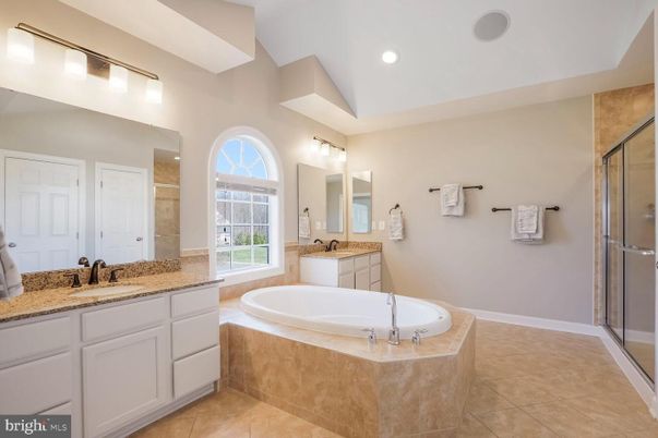 Bathroom, Dual Sink Vanities, Glass Shower, Interior, Recessed Lighting