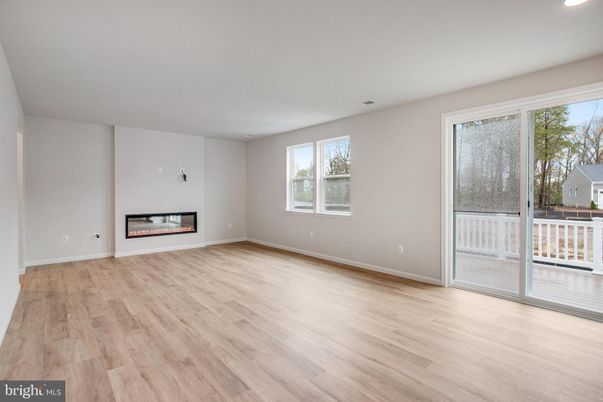 Empty room, Fireplace, Interior, Recessed Lighting, Wood Texture Flooring