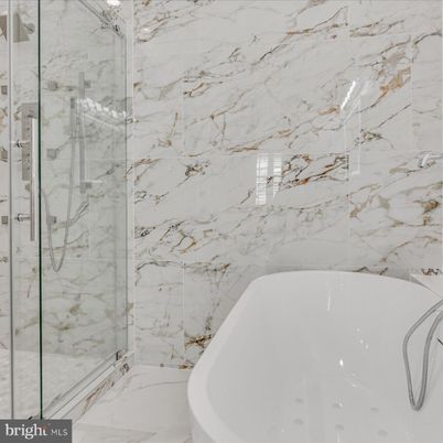 Bathroom, Glass Shower, Interior, Marble Walls