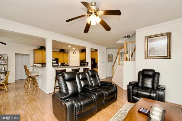 Home Theatre Room, Interior, Kitchen, Recessed Lighting, Wood Texture Flooring