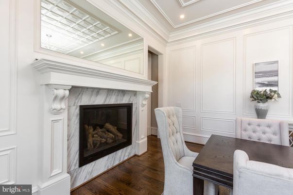 Fireplace, Interior, Recessed Lighting, Wood Texture Flooring