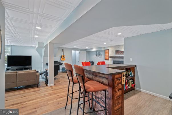 Dining room, Interior, Recessed Lighting, Wood Texture Flooring