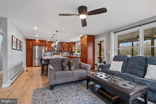 Interior, Kitchen, Living room, Pendant Lights, Recessed Lighting, Stainless Steel Appliances, Wood Texture Flooring