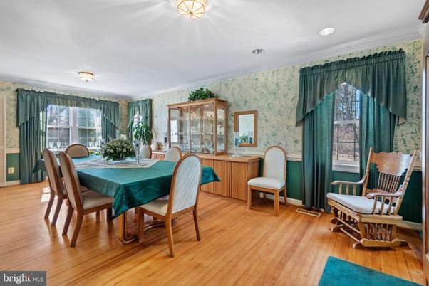 Dining room, Interior, Recessed Lighting, Wood Texture Flooring