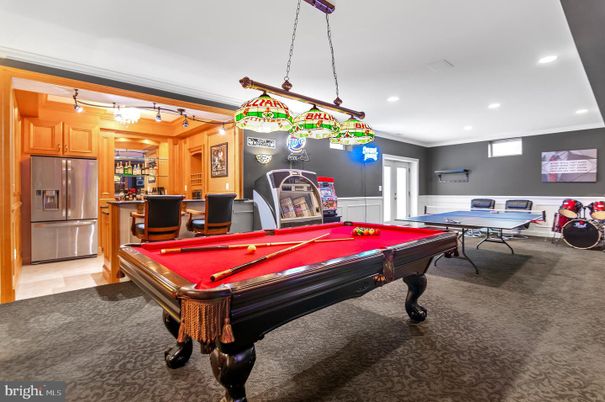 Billiard Table, Game Room, Interior, Pendant Lights, Recessed Lighting