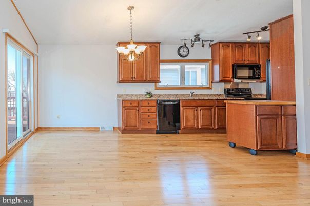 Chandelier, Interior, Kitchen, Pendant Lights, Wood Texture Flooring