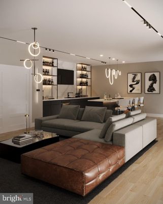 Dining room, Interior, Living room, Pendant Lights, Recessed Lighting, Wood Texture Flooring