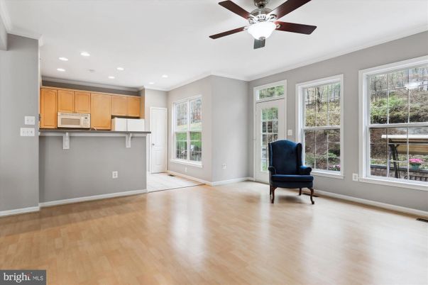 Empty room, Interior, Kitchen, Recessed Lighting, Wood Texture Flooring