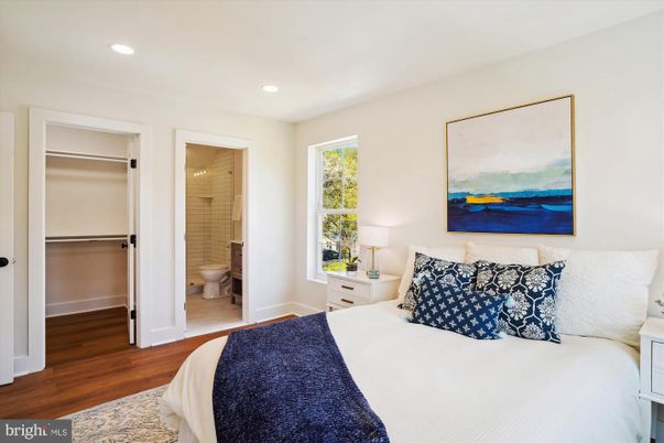 Bathroom, Bedroom, Glass Shower, Interior, Recessed Lighting, Wood Texture Flooring