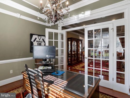 Chandelier, Home Office, Interior, Wood Texture Flooring