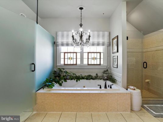 Bathroom, Chandelier, Glass Shower, Interior