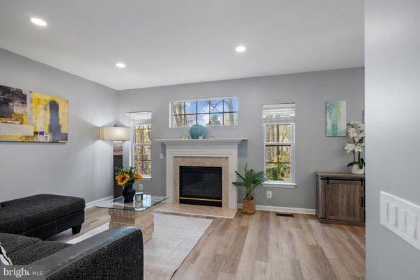 Fireplace, Interior, Recessed Lighting, Wood Texture Flooring