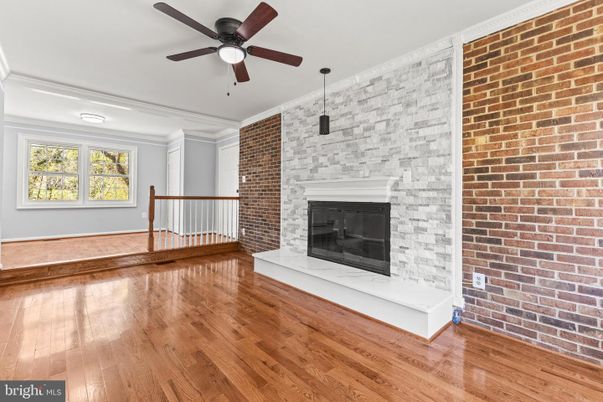 Empty room, Fireplace, Interior, Stone Walls, Wood Texture Flooring