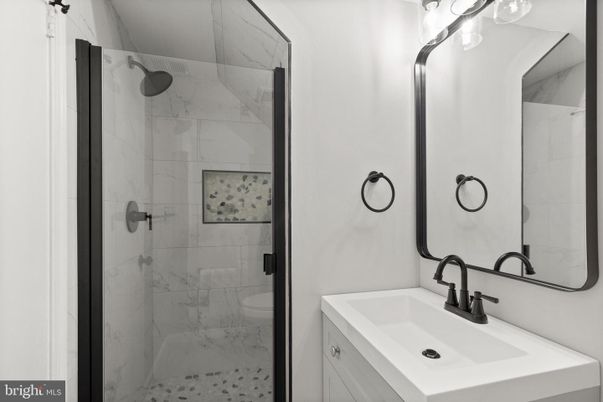 Bathroom, Glass Shower, Interior, Marble Walls