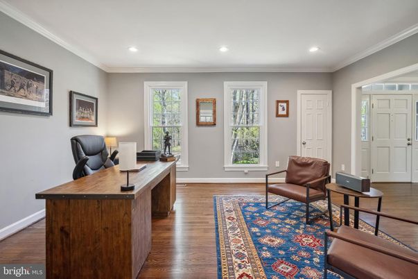 Home Office, Interior, Recessed Lighting, Wood Texture Flooring