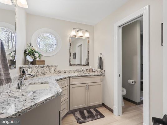 Bathroom, Dual Sink Vanities, Interior, Wood Texture Flooring