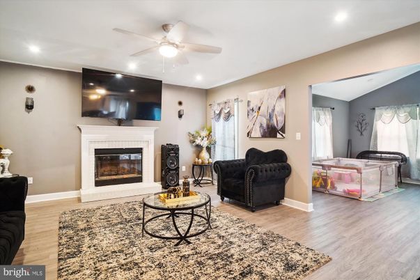 Fireplace, Interior, Recessed Lighting, Wood Texture Flooring