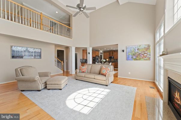 Fireplace, Interior, Kitchen, Living room, Recessed Lighting, Wood Texture Flooring