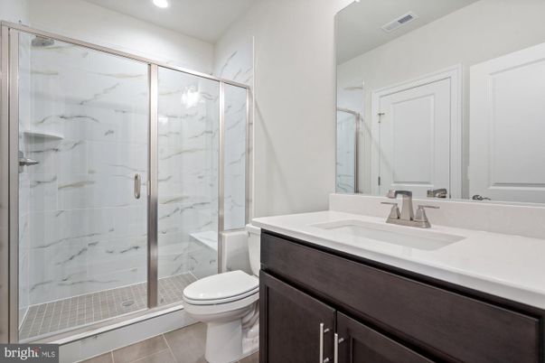 Bathroom, Glass Shower, Interior, Marble Walls, Recessed Lighting