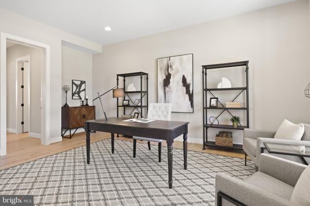 Home Office, Interior, Recessed Lighting, Wood Texture Flooring