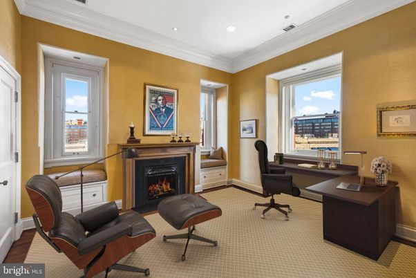 Fireplace, Home Office, Interior, Recessed Lighting