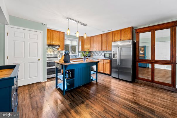 Interior, Kitchen, Pendant Lights, Stainless Steel Appliances, Wood Texture Flooring