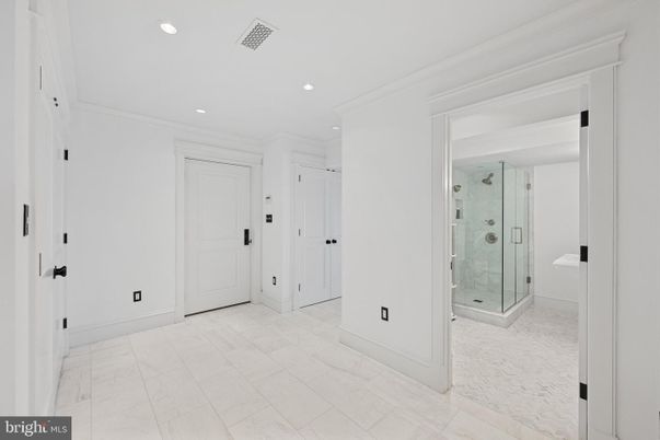 Bathroom, Glass Shower, Interior, Marble, Recessed Lighting