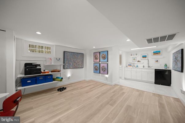 Interior, Kitchen, Recessed Lighting, Wood Texture Flooring