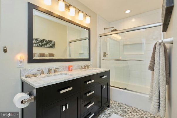 Bathroom, Dual Sink Vanities, Glass Shower, Interior, Recessed Lighting