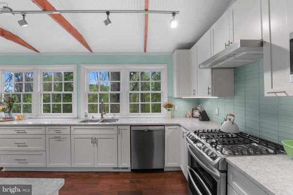 Interior, Kitchen, Stainless Steel Appliances, Wood Texture Flooring