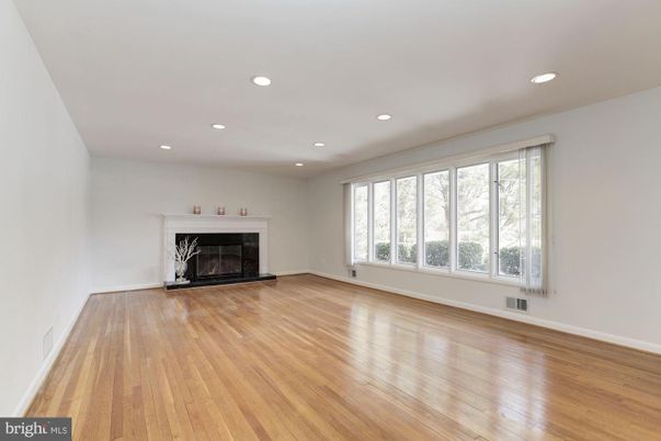 Empty room, Fireplace, Interior, Recessed Lighting, Wood Texture Flooring