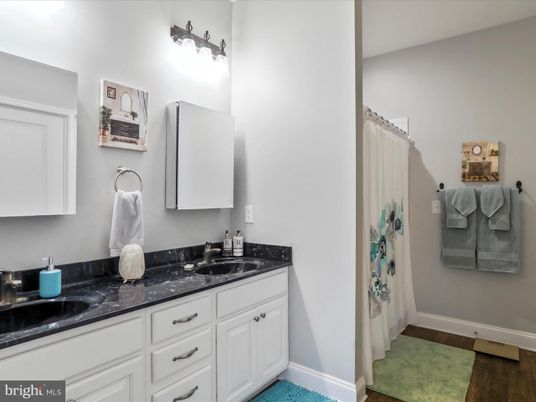Bathroom, Dual Sink Vanities, Interior, Wood Texture Flooring