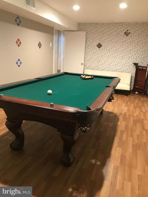 Billiard Table, Game Room, Interior, Recessed Lighting, Wood Texture Flooring