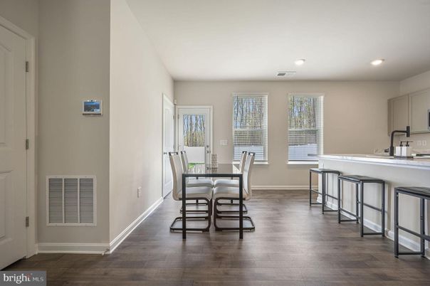 Dining room, Interior, Kitchen, Recessed Lighting, Wood Texture Flooring