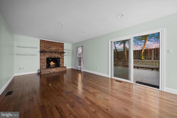 Empty room, Fireplace, Interior, Recessed Lighting, Wood Texture Flooring