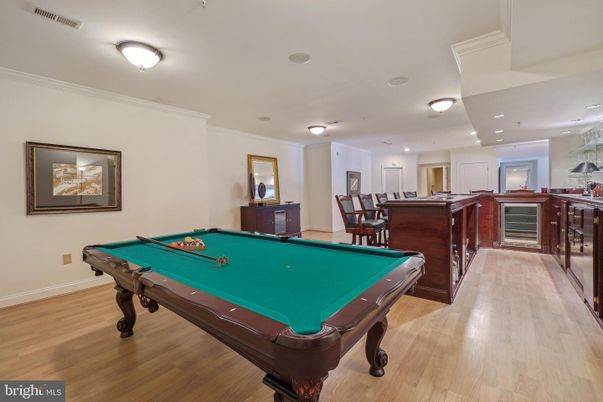 Billiard Table, Game Room, Interior, Recessed Lighting, Wood Texture Flooring